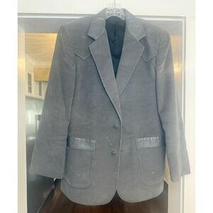 VTG Pioneer Wear Western‎ Blazer Mens 42 Corduroy Sport Coat Yoke Leather Darts